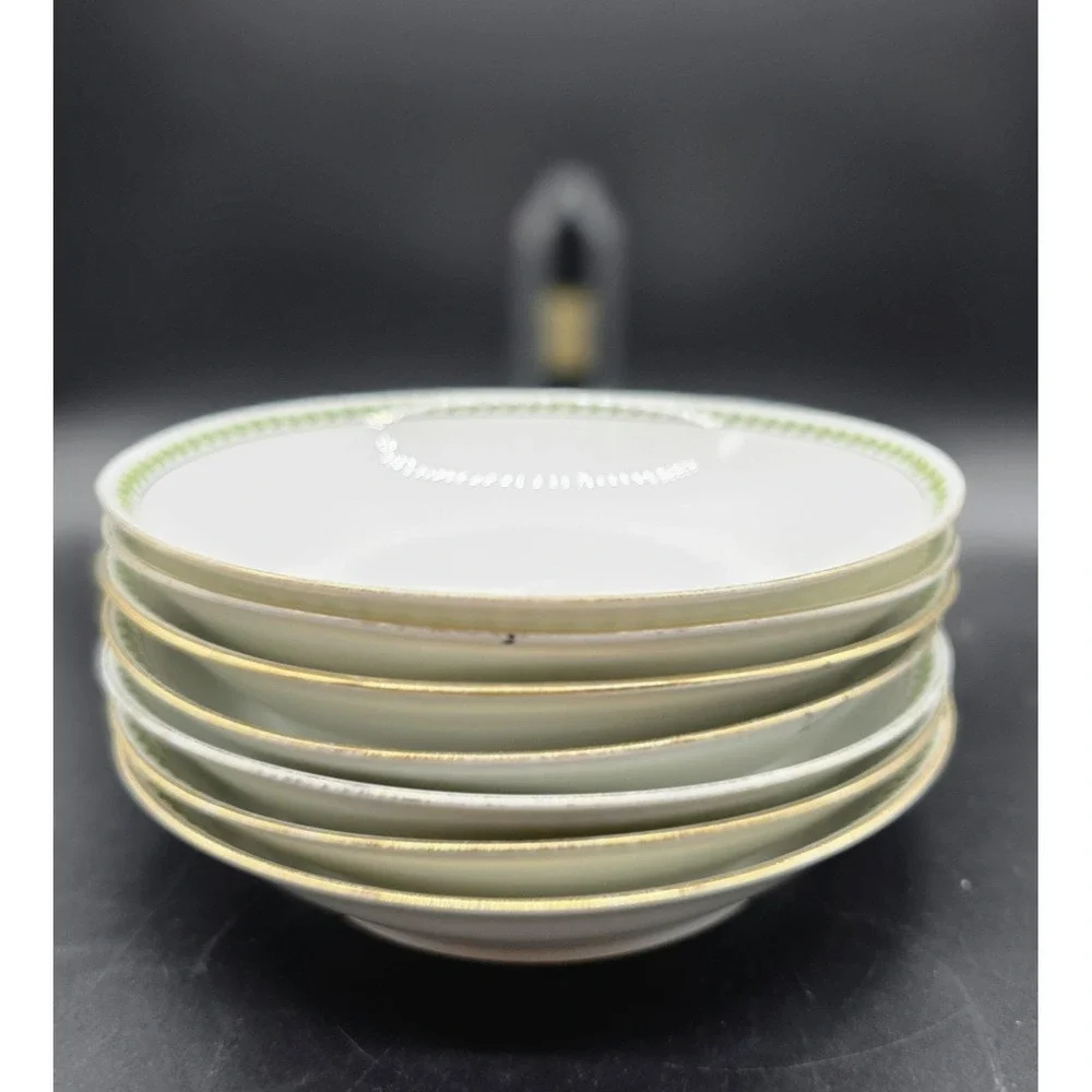 Set/7 Antique T&V Tressemann & Vogt  Limoges Porcelain Soup Pasta Bowl 7.5